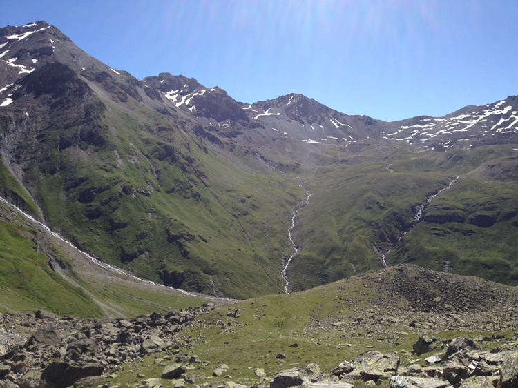 Descending from Pass Futschöl (July 2014)